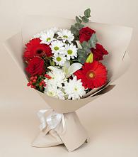 Букет цветов из:  Розы, Хризантемы, Герберы и Лилии #REPLACE_PRED# Салехарде