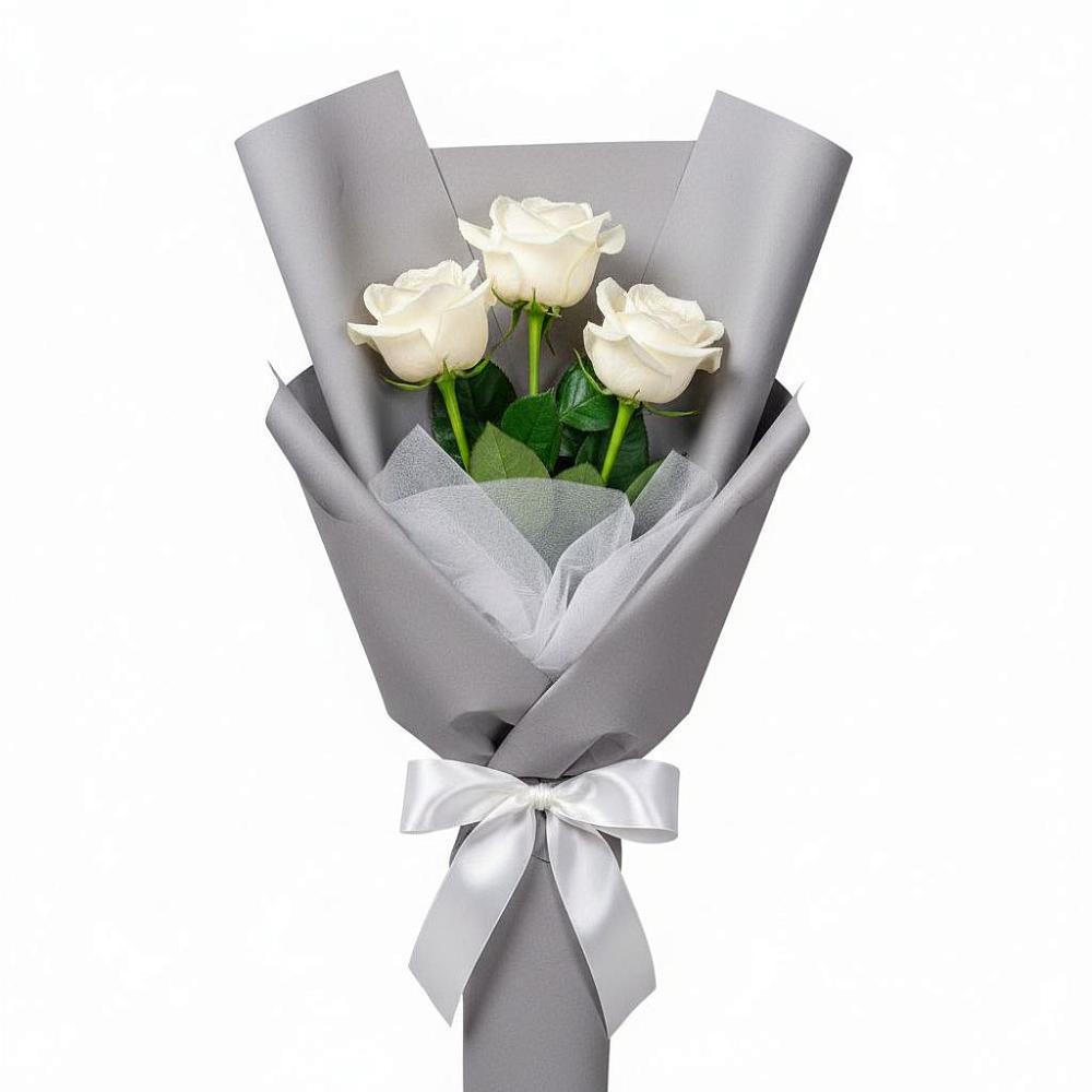 Букет 3 белые розы в Салехарде