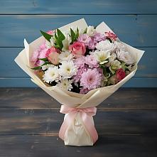 Букет цветов из:  Хризантемы, Альстромерии и Розы в Салехарде
