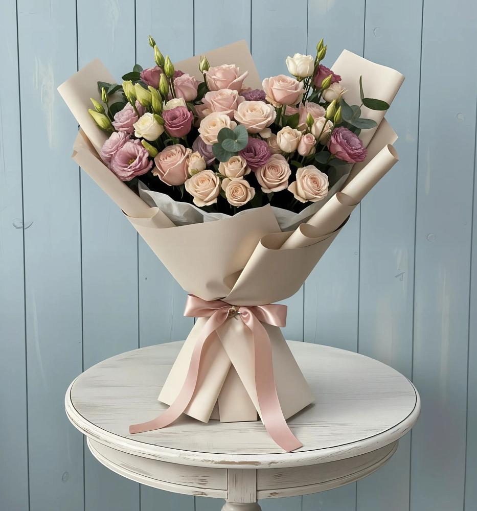 Букет цветов из: Розы и Лизиантусы в Салехарде